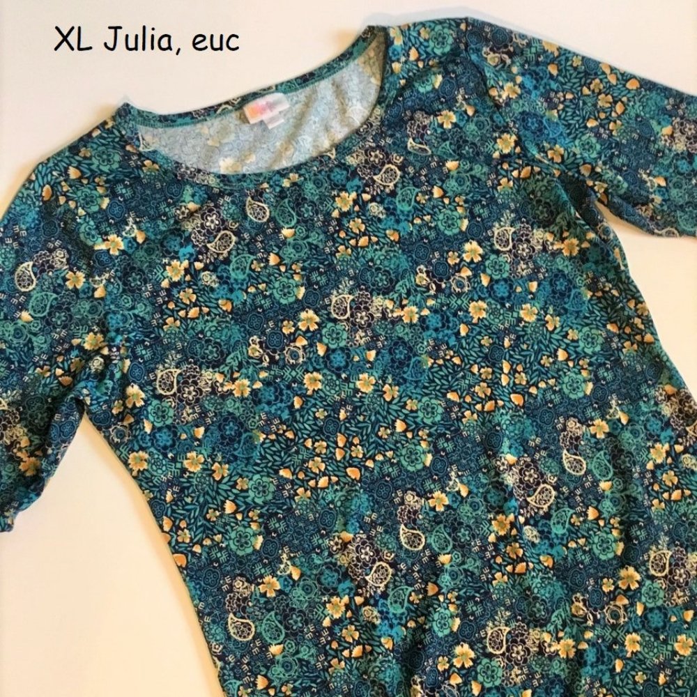 XL Lularoe Julia sheath dress, blue floral